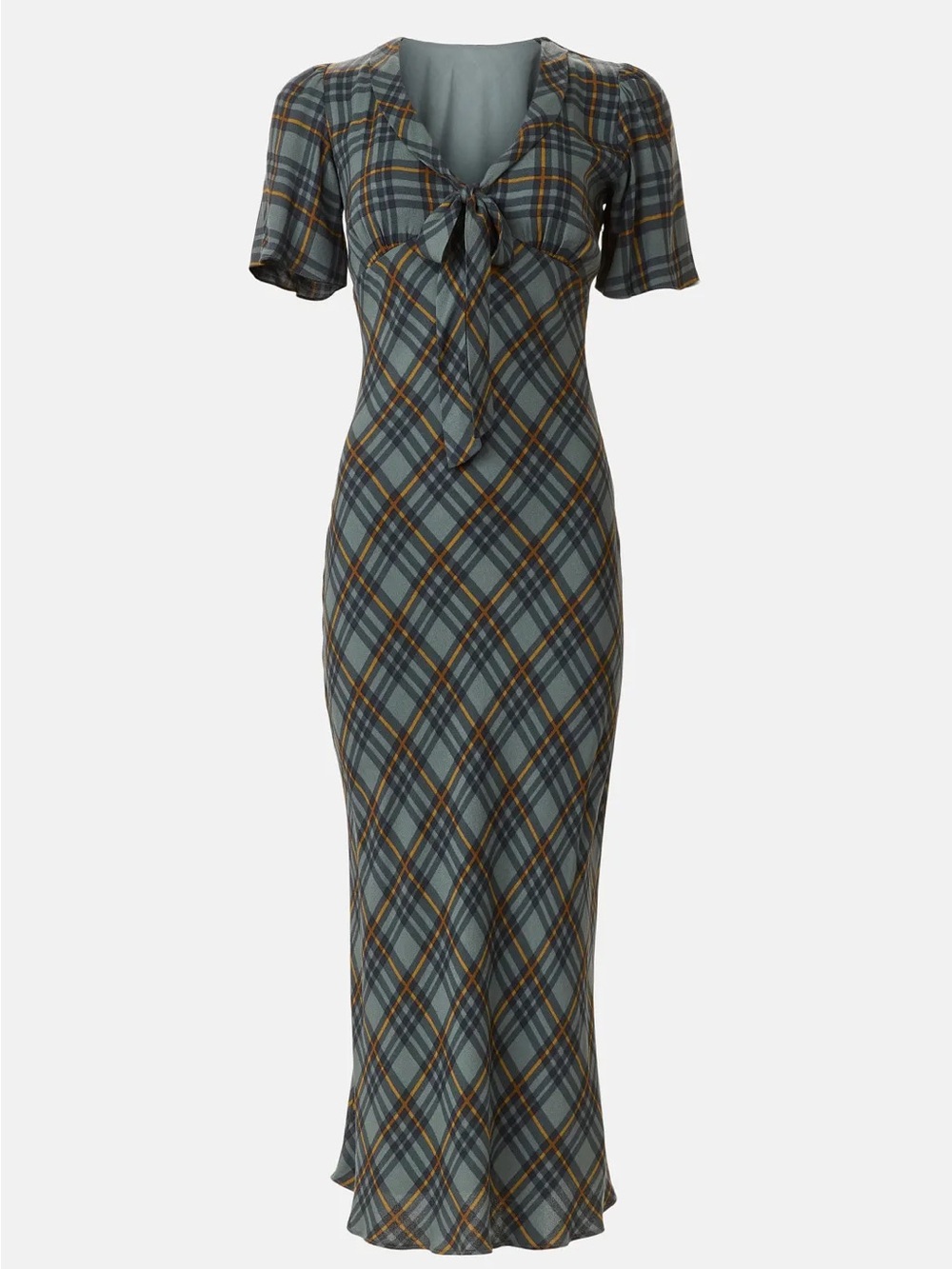 Reformation Tyra Midi dress slate plaid